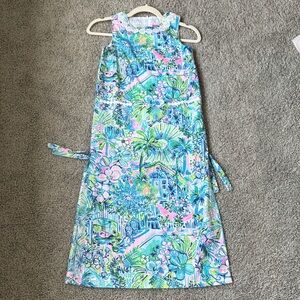 Lilly Pulitzer Bright Aqua, Pink & Green Tropical Print Dress
